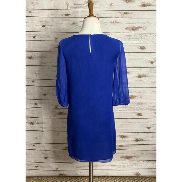 tibi elegant royal blue silk mini shift cocktail dress Size 6 - Picture 5 of 7